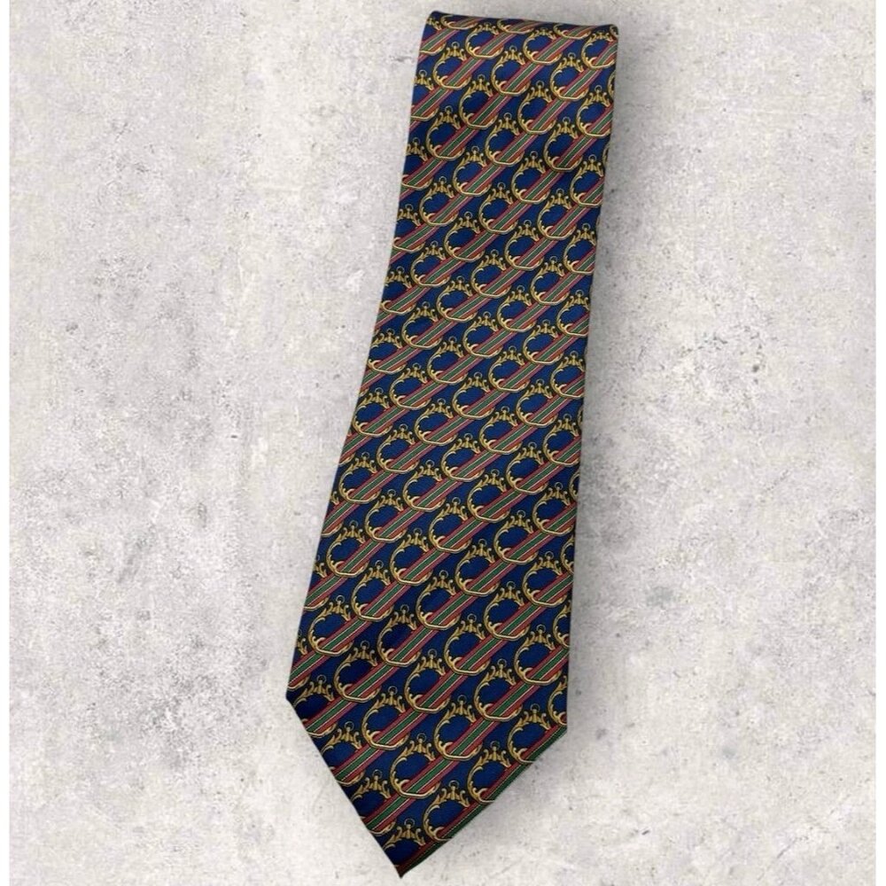 NEW FENDI Silk Tie ITALY Blue Striped Baroque W:3.8"
